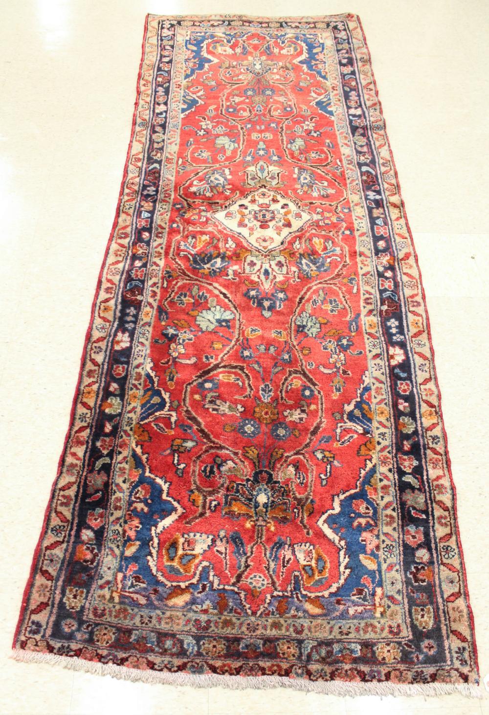 SEMI-ANTIQUE PERSIAN HALL RUG,