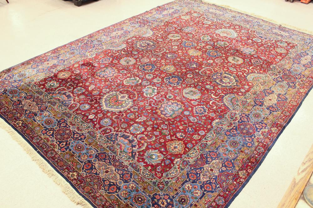 SEMI-ANTIQUE PERSIAN KASHAN CARPET,