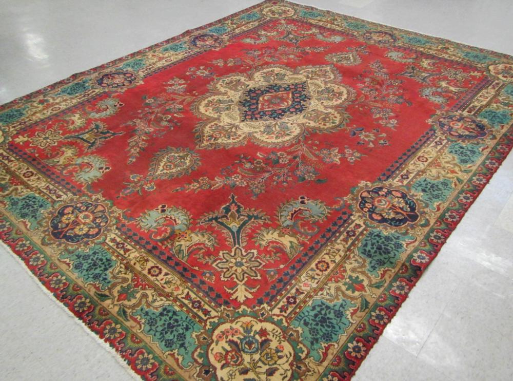 SEMI-ANTIQUE PERSIAN TABRIZ CARPET,