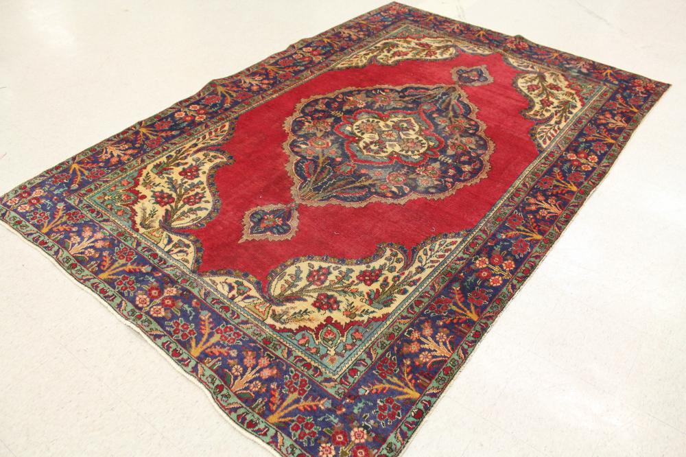 SEMI-ANTIQUE PERSIAN TABRIZ CARPET,