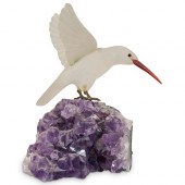 SEMI-PRECIOUS STONE CARVED BIR