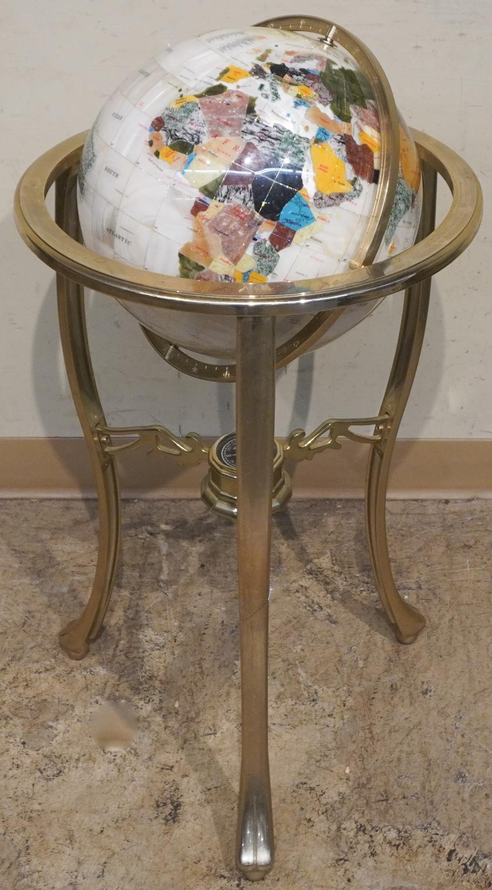 SEMI-PRECIOUS STONE GLOBE ON
