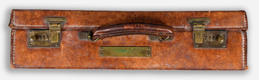 SENATOR WARNER'S LEATHER BRIEFCASE,
