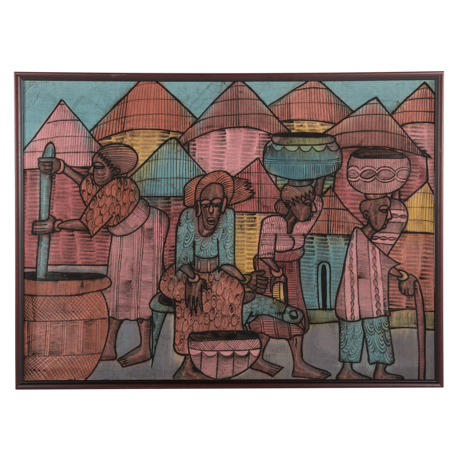 SENEGALESE. MARCHING FIGURES, BATIK
