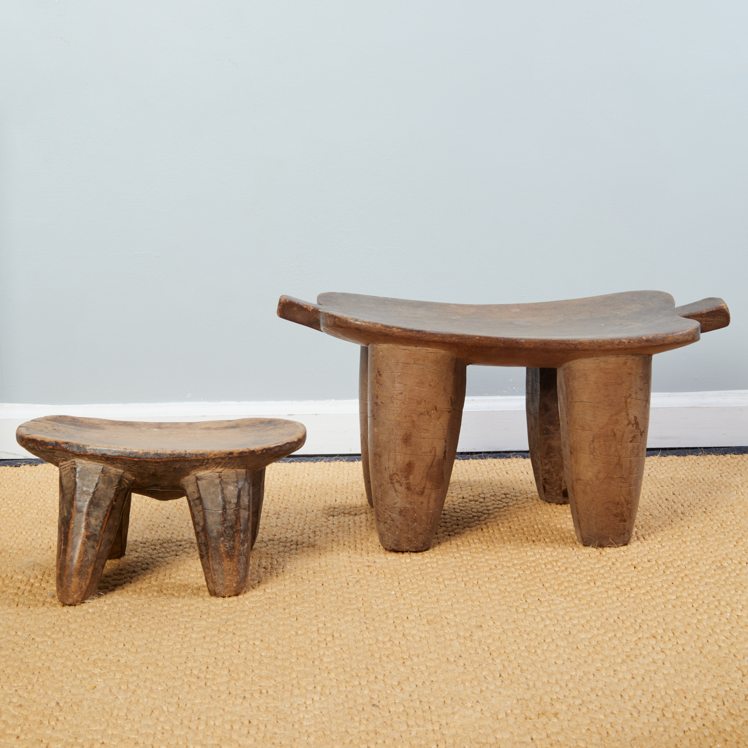SENUFO PEOPLES, (2) WOOD STOOLS