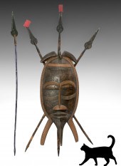 SENUFO SOPE SHIELD WITH SPEARS