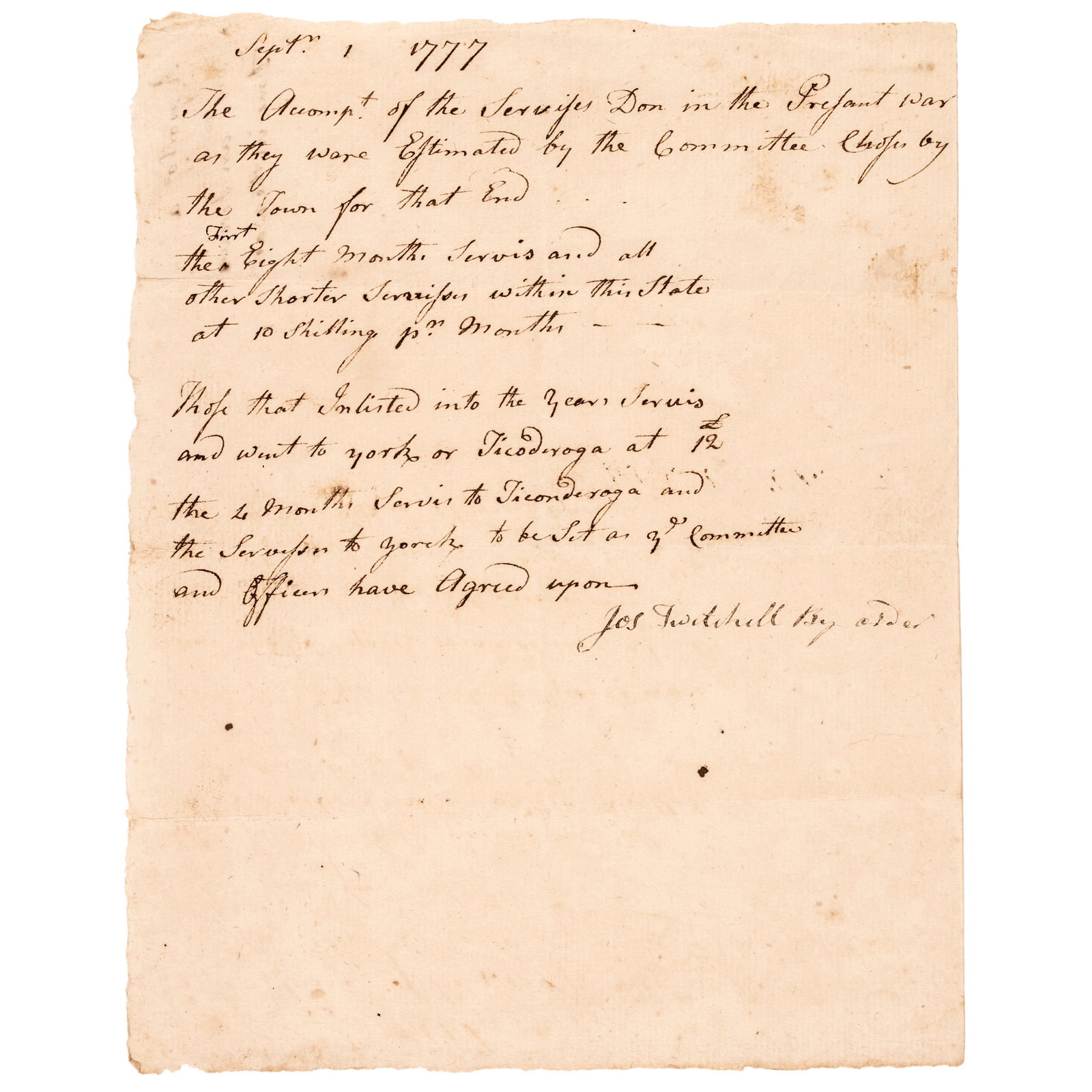 SEPT. 1, 1777 COMMITTEE REPORT,
