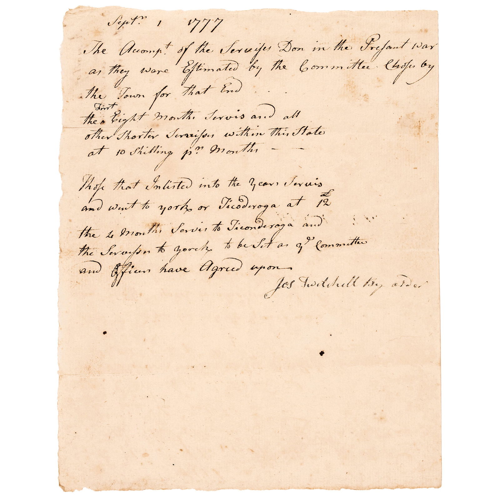 SEPT. 1, 1777 COMMITTEE REPORT,
