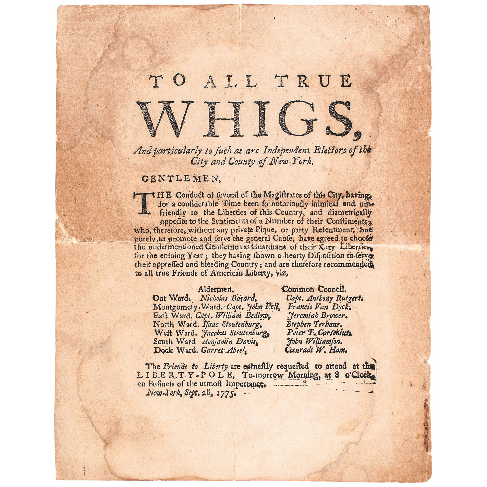 SEPTEMBER 28, 1775 BROADSIDE