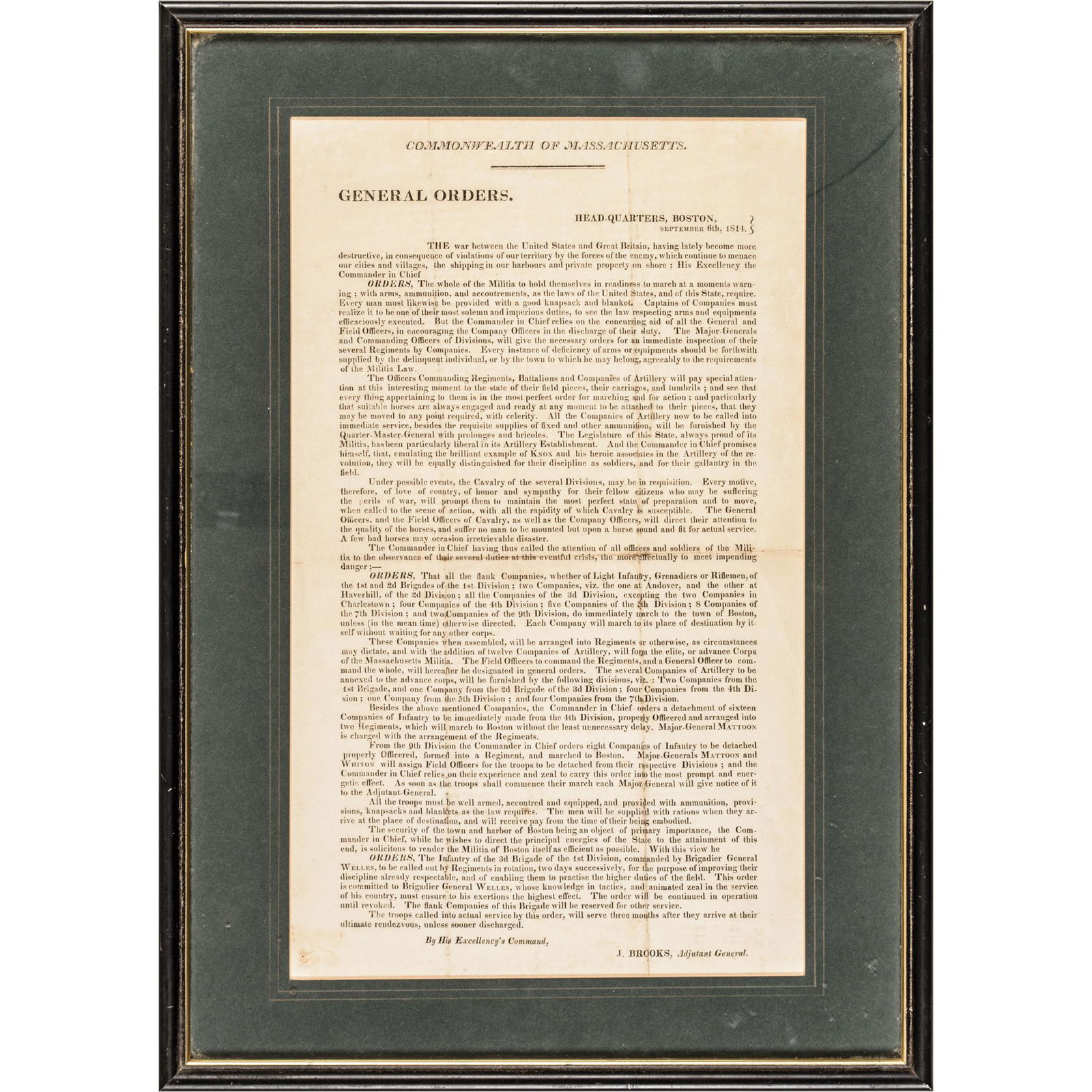 SEPTEMBER 6, 1814-DATED, WAR OF