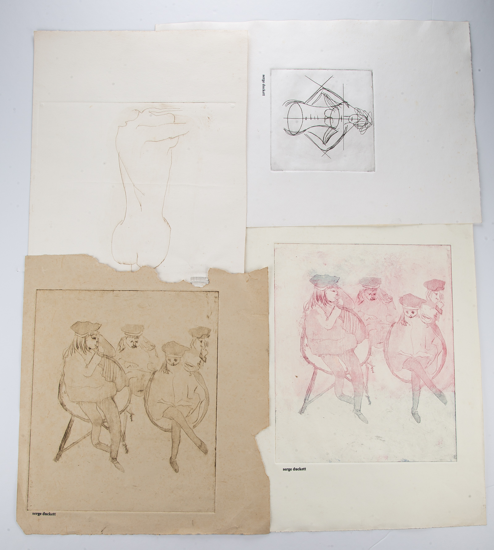 SERGE DUCKET. FOUR UNFRAMED