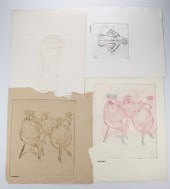 SERGE DUCKET. FOUR UNFRAMED AS