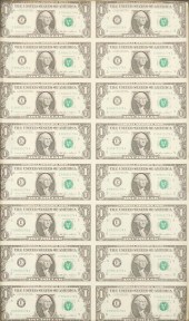 SERIES OF ONE DOLLAR UNCUT BIL