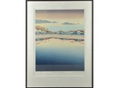 Serigraph, landscape with lake