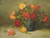 SERNA, VASE OF ROSES, OIL ON C