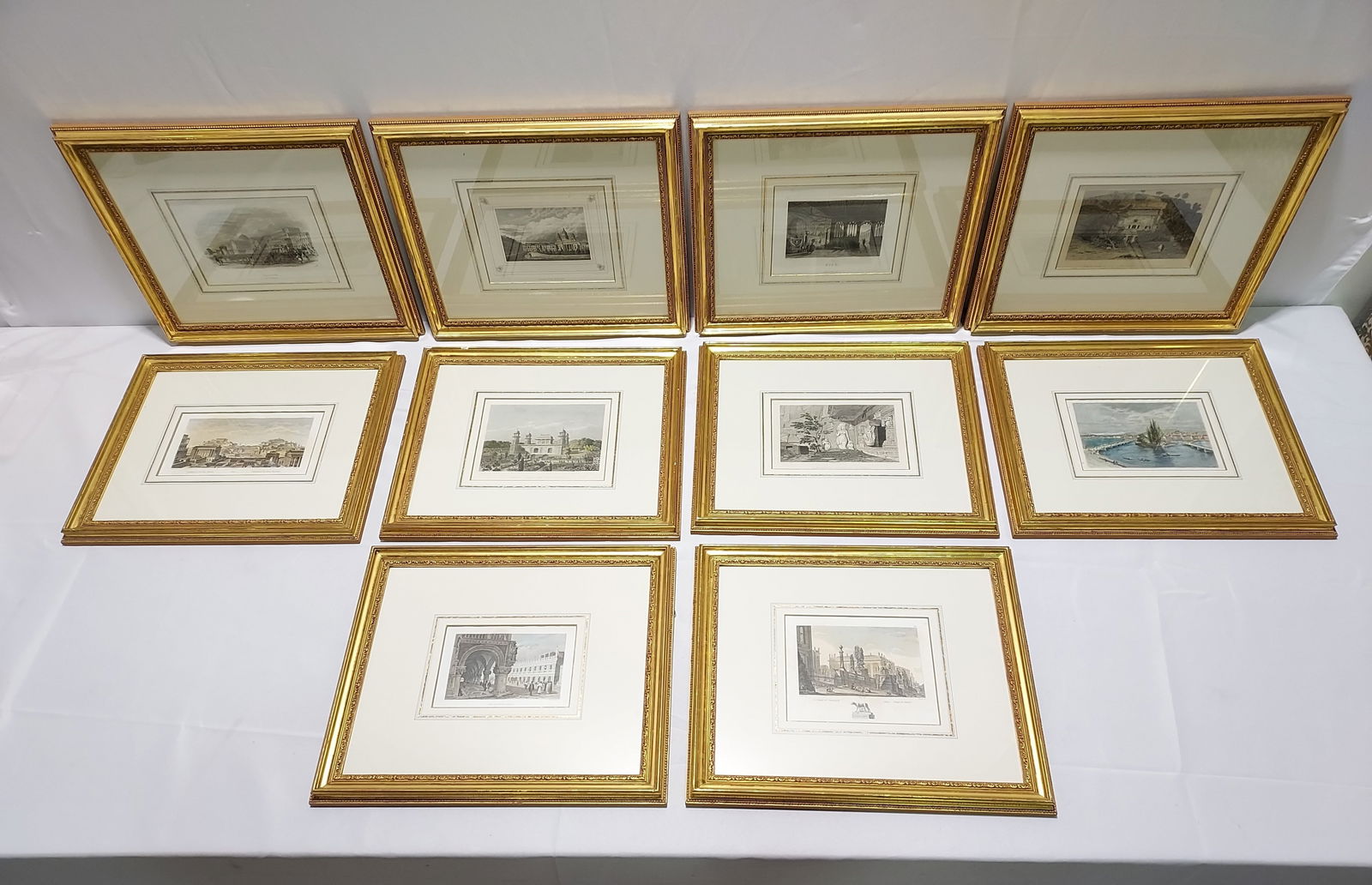 SET 10 FRAMED ANTIQUE HAND