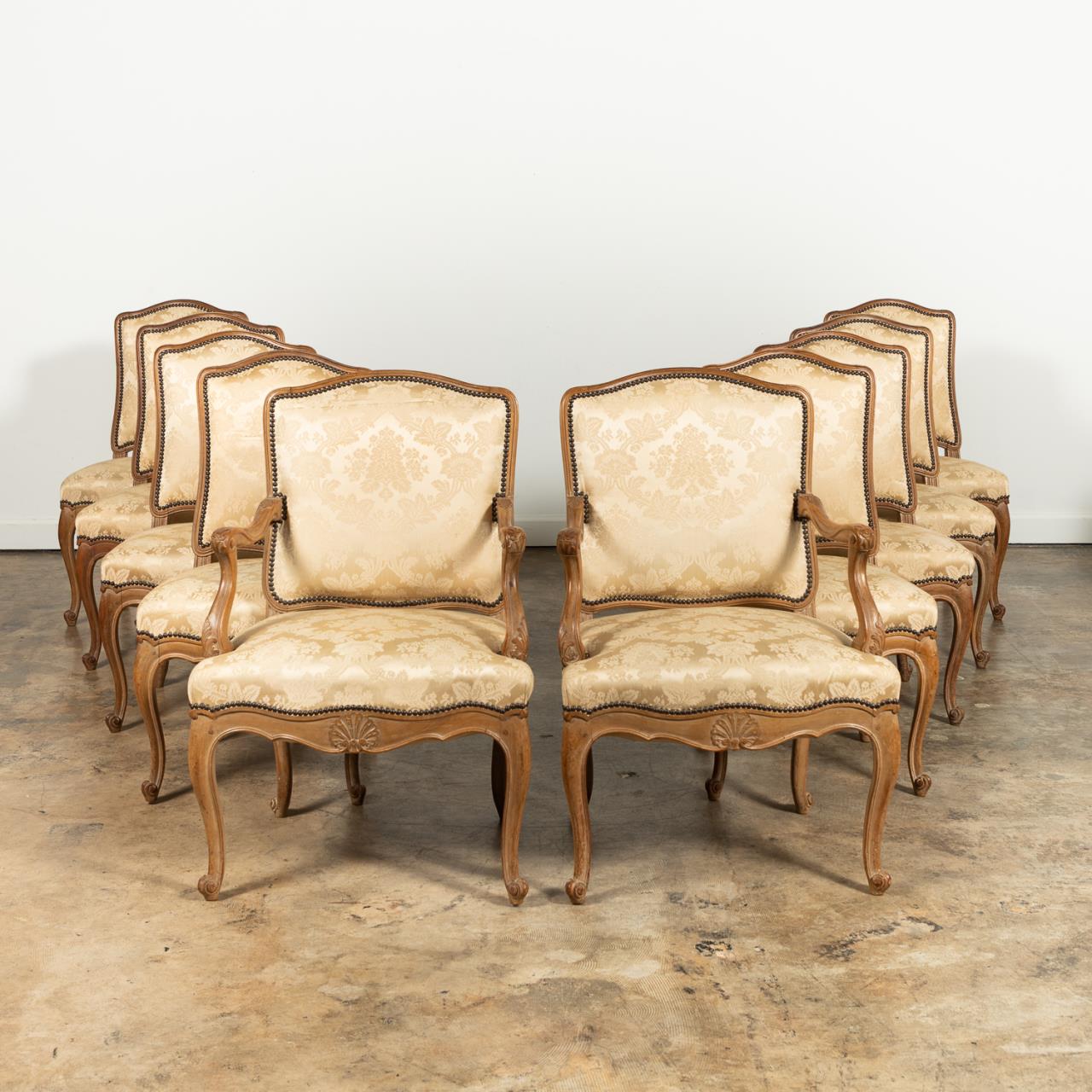 SET 10 LOUIS XV STYLE LIGHT WOOD