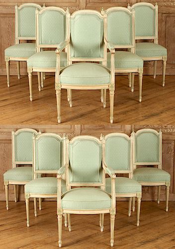 SET 10 LOUIS XVI CARVED PAINTED