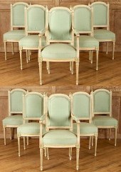 SET 10 LOUIS XVI CARVED PAINTE