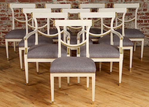 SET 10 PAINTED JANSEN DINING ROOM