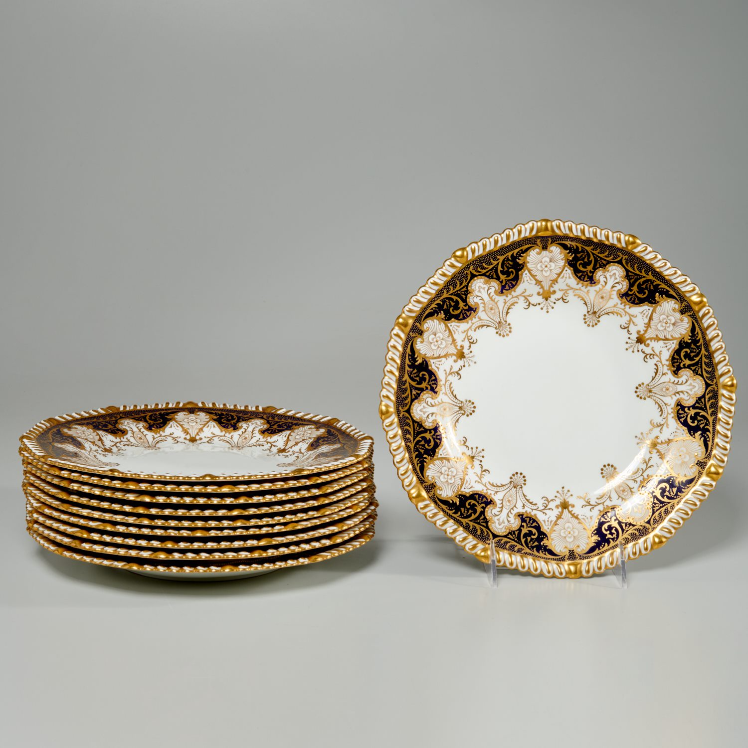 SET (10) WEDGWOOD GILT COBALT