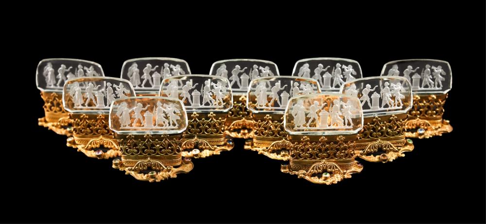 SET, 11 CZECH INTAGLIO GLASS