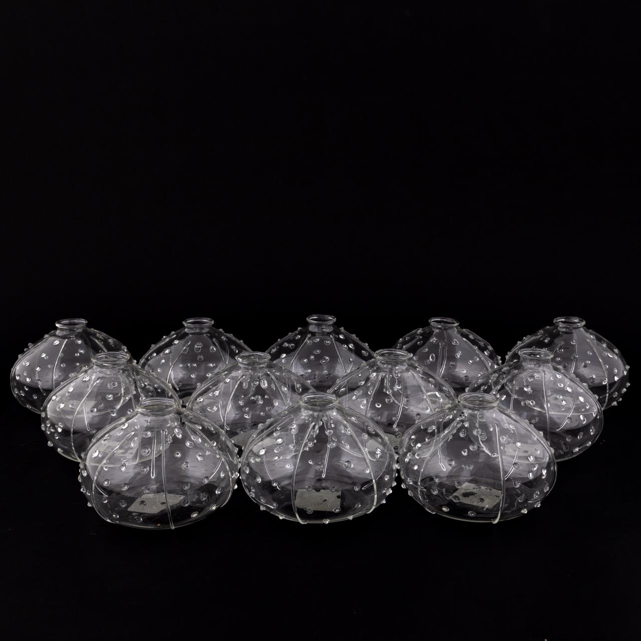 SET 12 GLASS SEA URCHIN BUD VASES