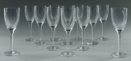 SET 12 LALIQUE CRYSTAL CHAMPAGNE