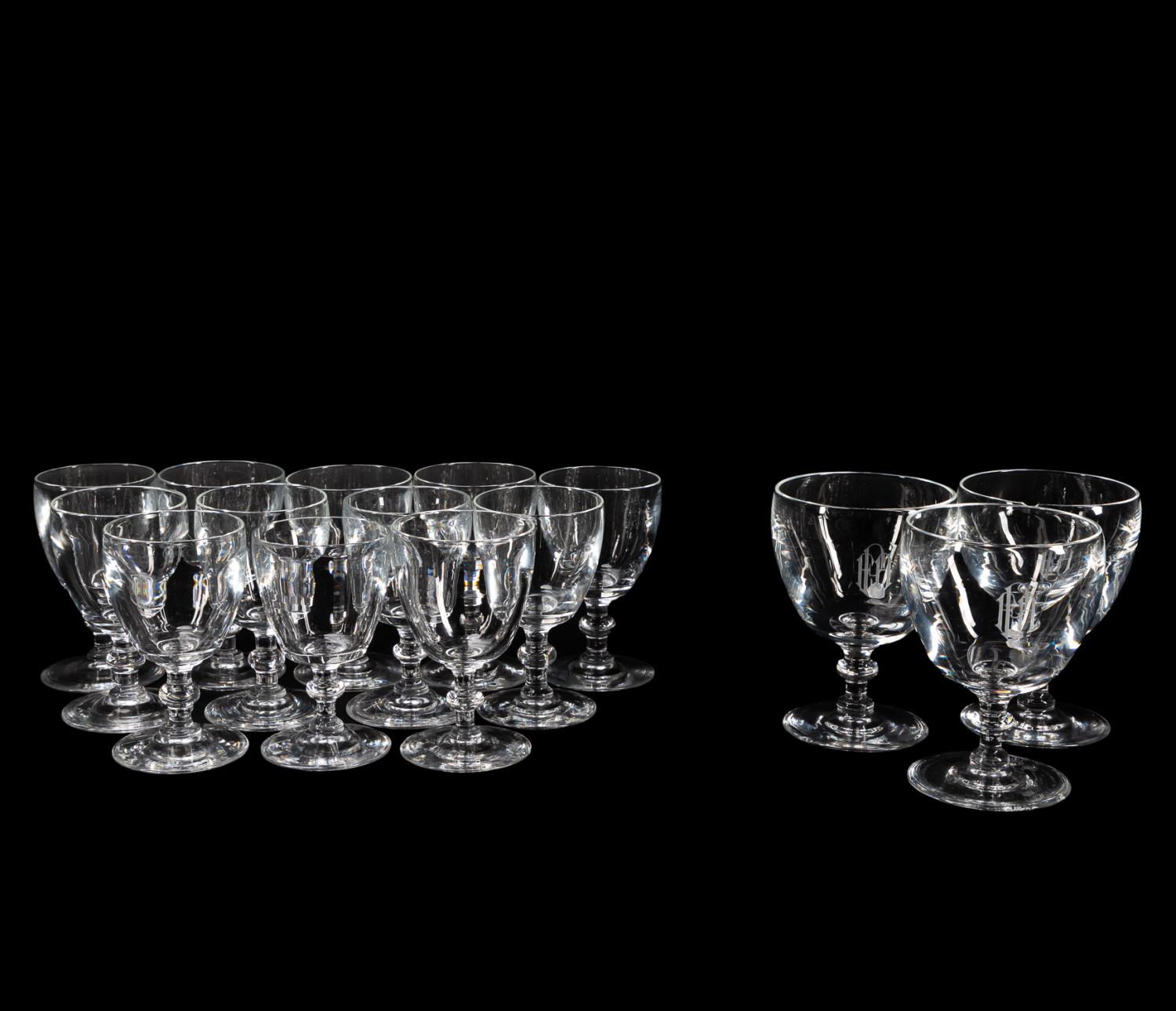 SET, 15 STEUBEN CRYSTAL WHITE