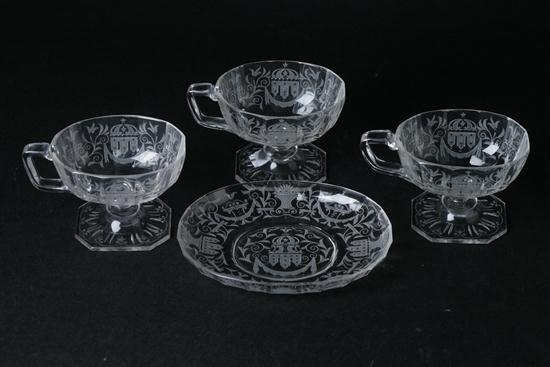 SET 26 ETCHED COLORLESS CRYSTAL