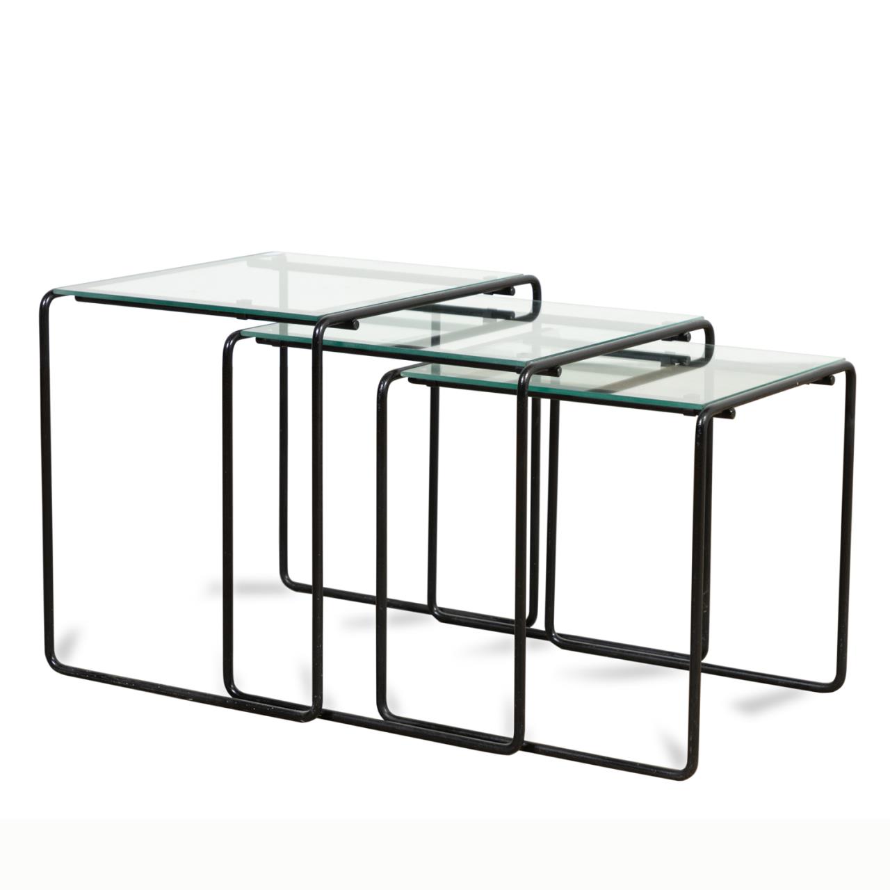 SET 3 BAUHAUS STYLE GLASS & METAL