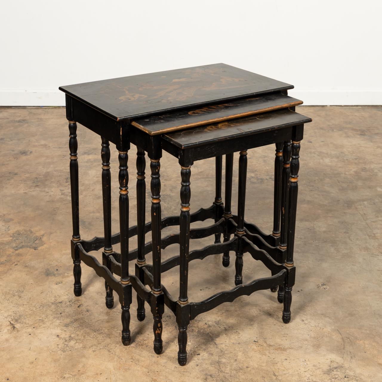 SET 3, BLACK JAPANNED CHINOISERIE