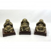 Set 3 Brass Buddha Sculptures.