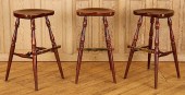 SET 3 CARVED MAHOGANY BAR STOO