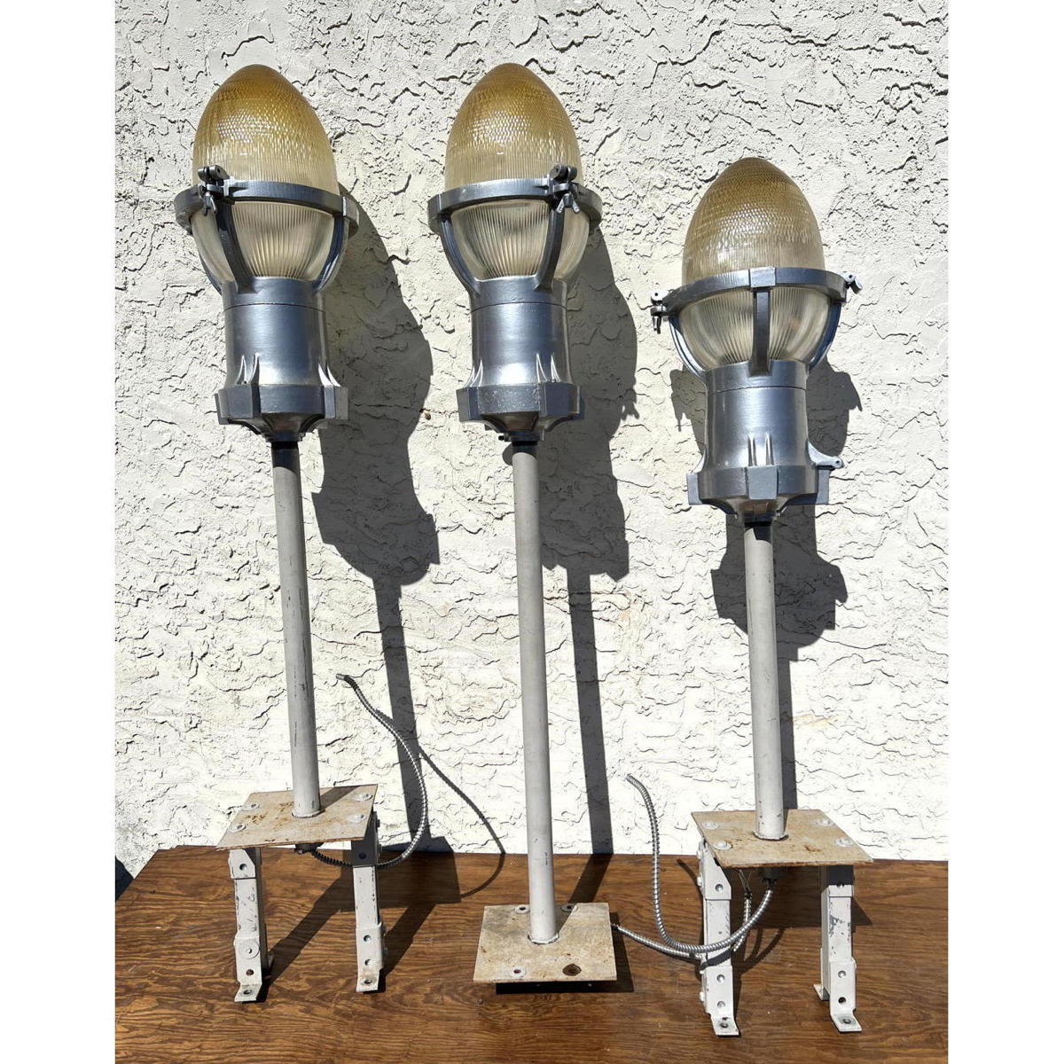 Set 3 Industrial Glass Holophane