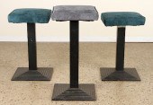 SET 3 ITALIAN IRON BAR STOOLS