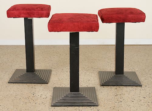 SET 3 ITALIAN IRON BAR STOOLS