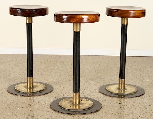 SET 3 LACQUERED WOOD BAR STOOLS