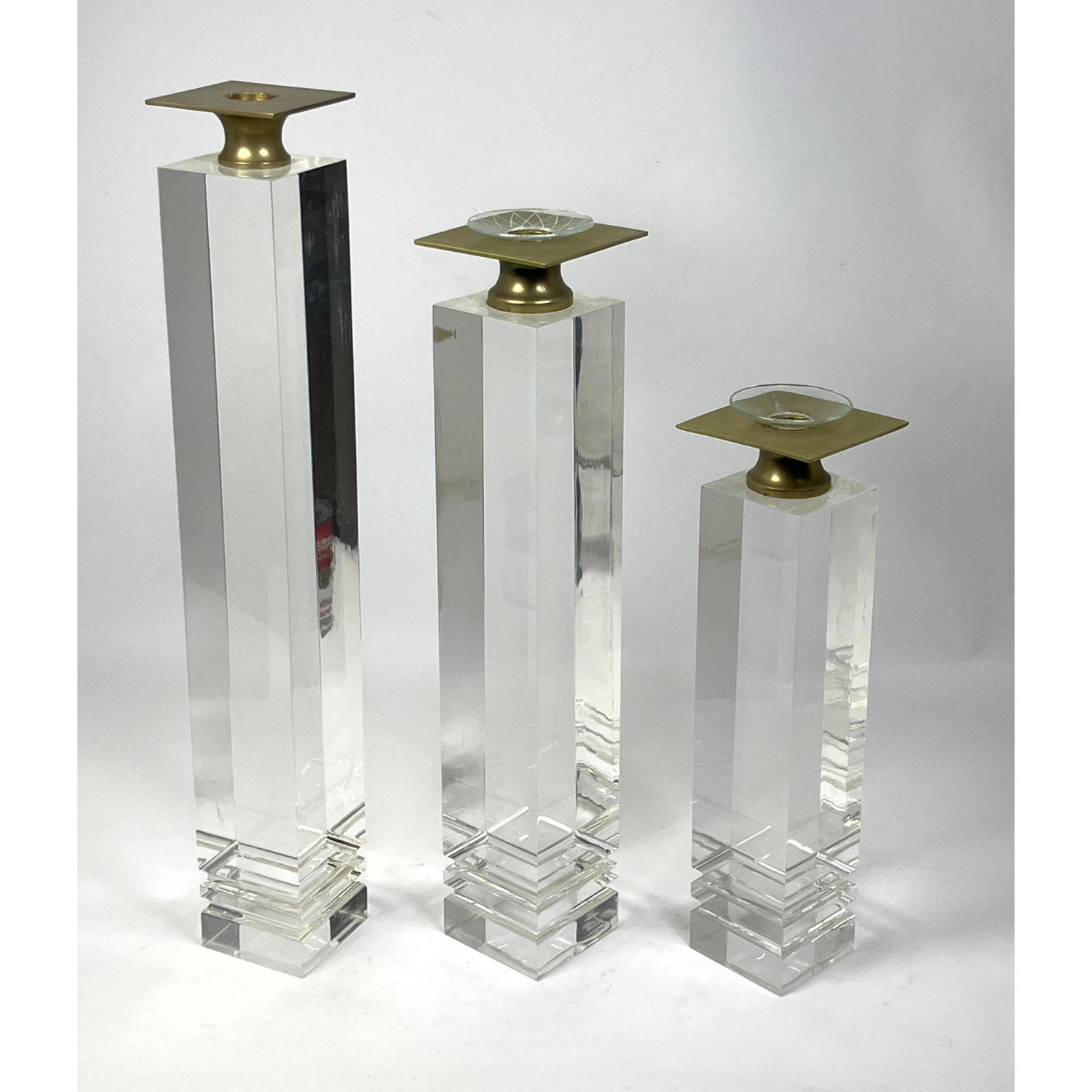 Set 3 Lucite Square Column