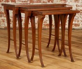 SET 3 MAHOGANY LEATHER NESTING