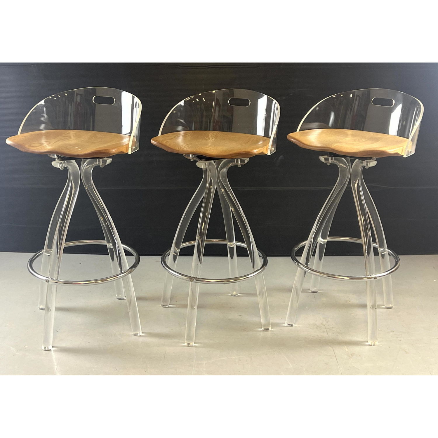 Set 3 Modernist Lucite Swivel Bar