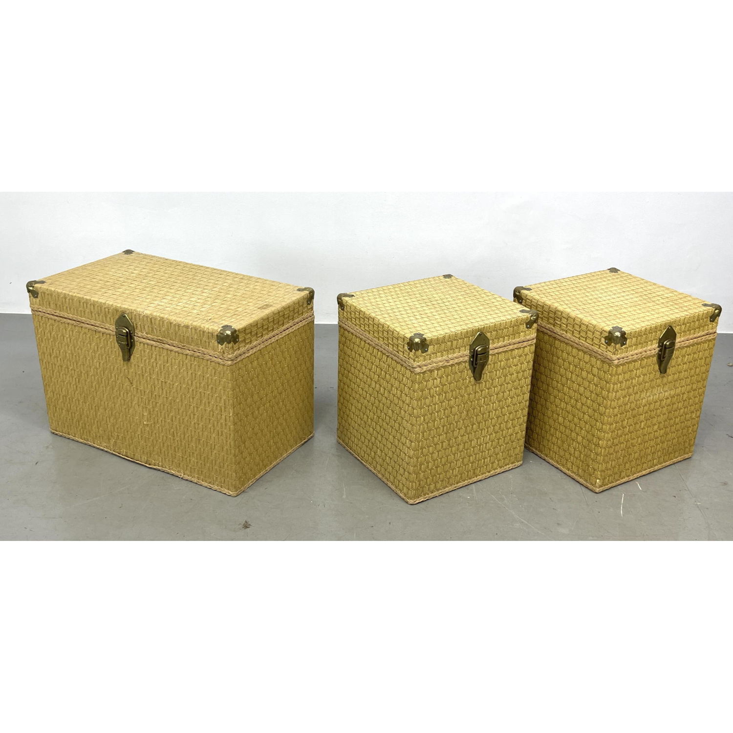 Set 3 Redmon Woven Trunk Tables.