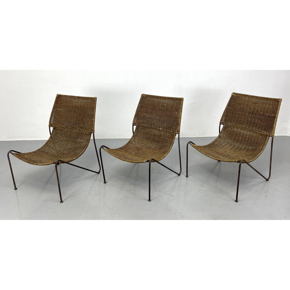 Set 3 Woven Rattan and Metal