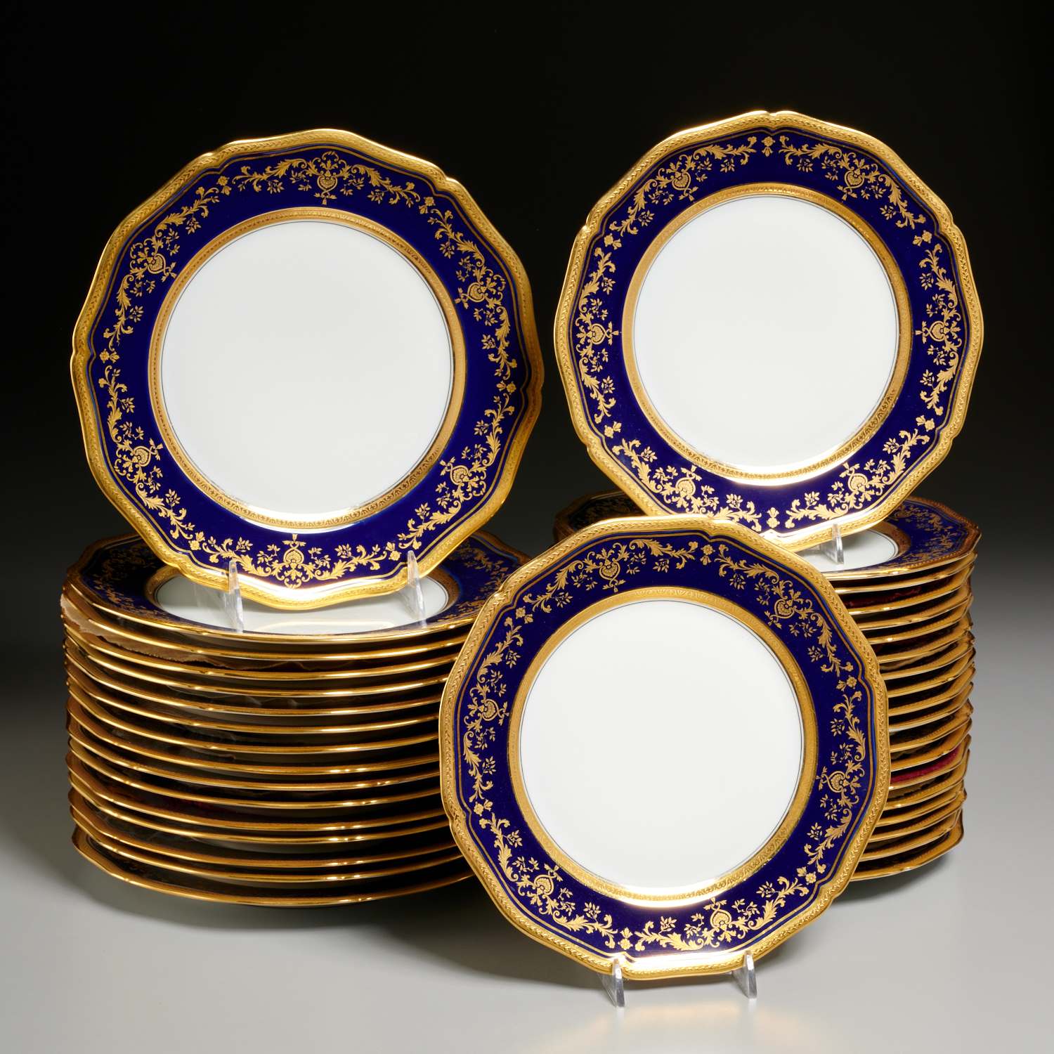 SET (36) LIMOGES GILT COBALT DINNER