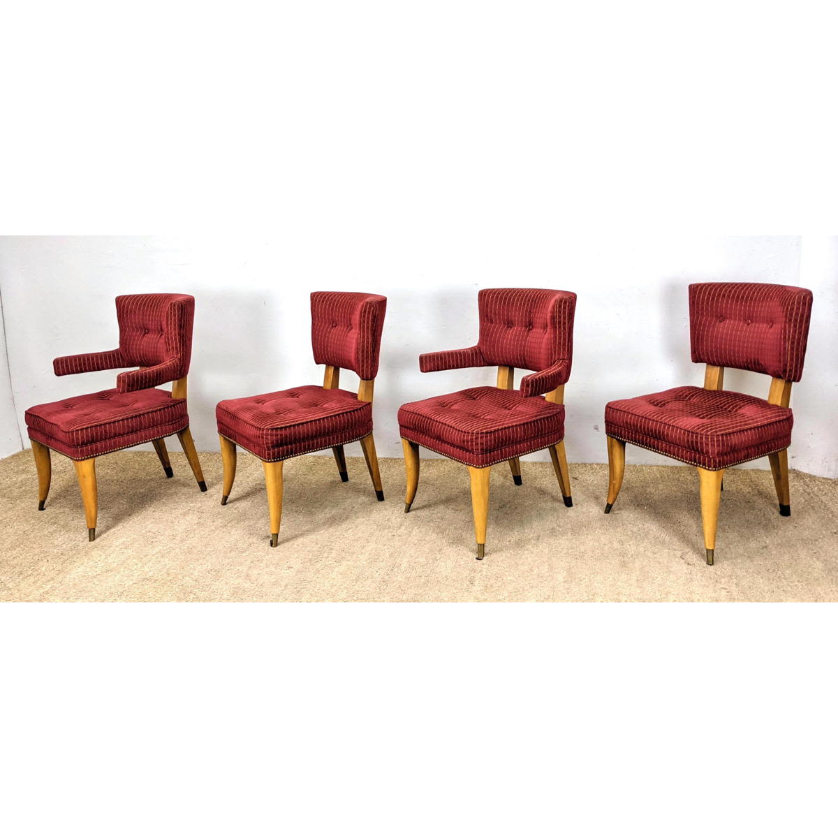 Set 4 Blond Wood Frame Dining