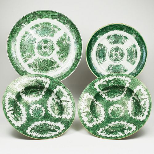 SET 4 CHINESE EXPORT GREEN FITZHUGH