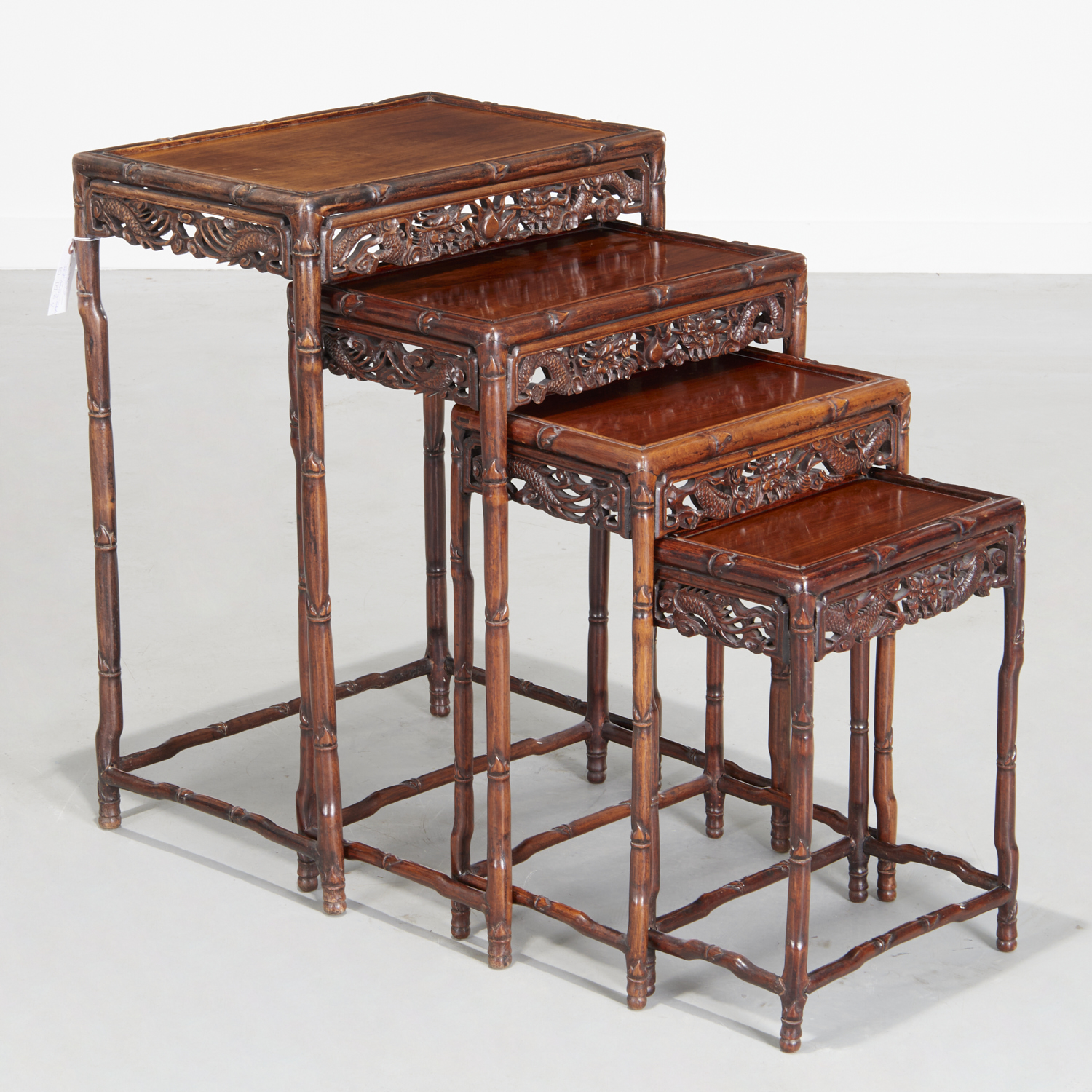 SET (4) CHINESE HARDWOOD NESTING