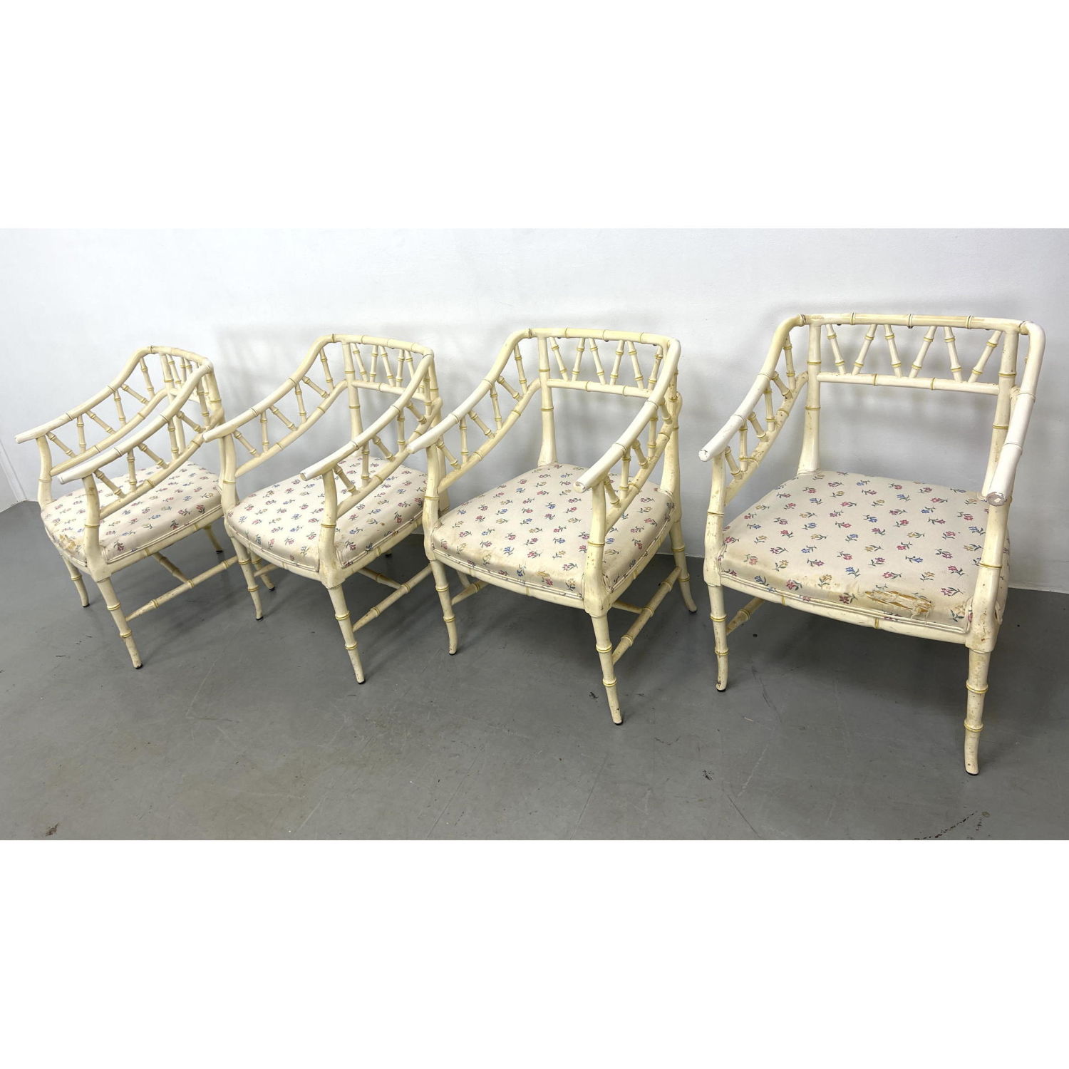 Set 4 Faux Bamboo Lounge Arm