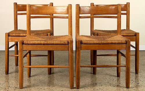 SET 4 FRENCH OAK SIDE CHAIRS