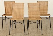 SET 4 FRENCH WICKER DINING CHA